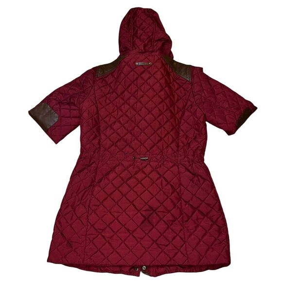 Ralph Lauren Diamond Quilted Jacket Red Faux Leather Trim Women's Size S - Picture 3 of 8